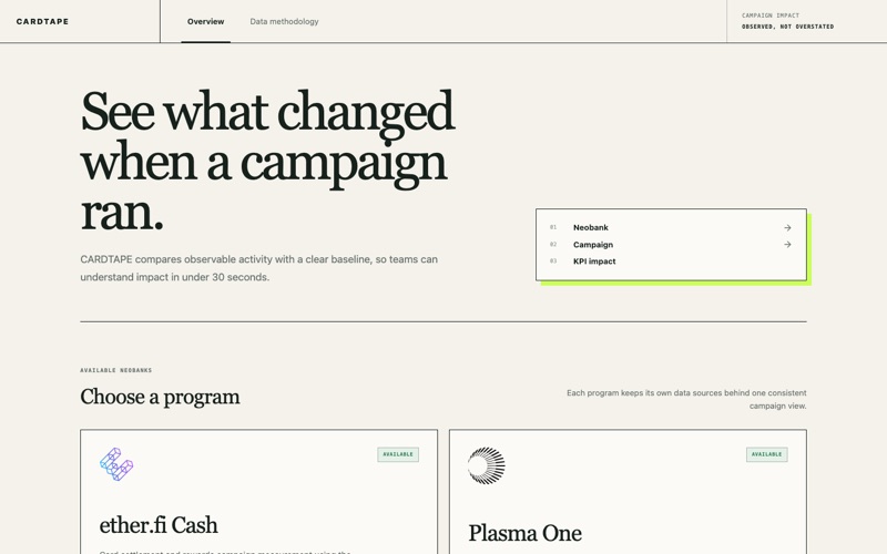 Screenshot of cardtape
